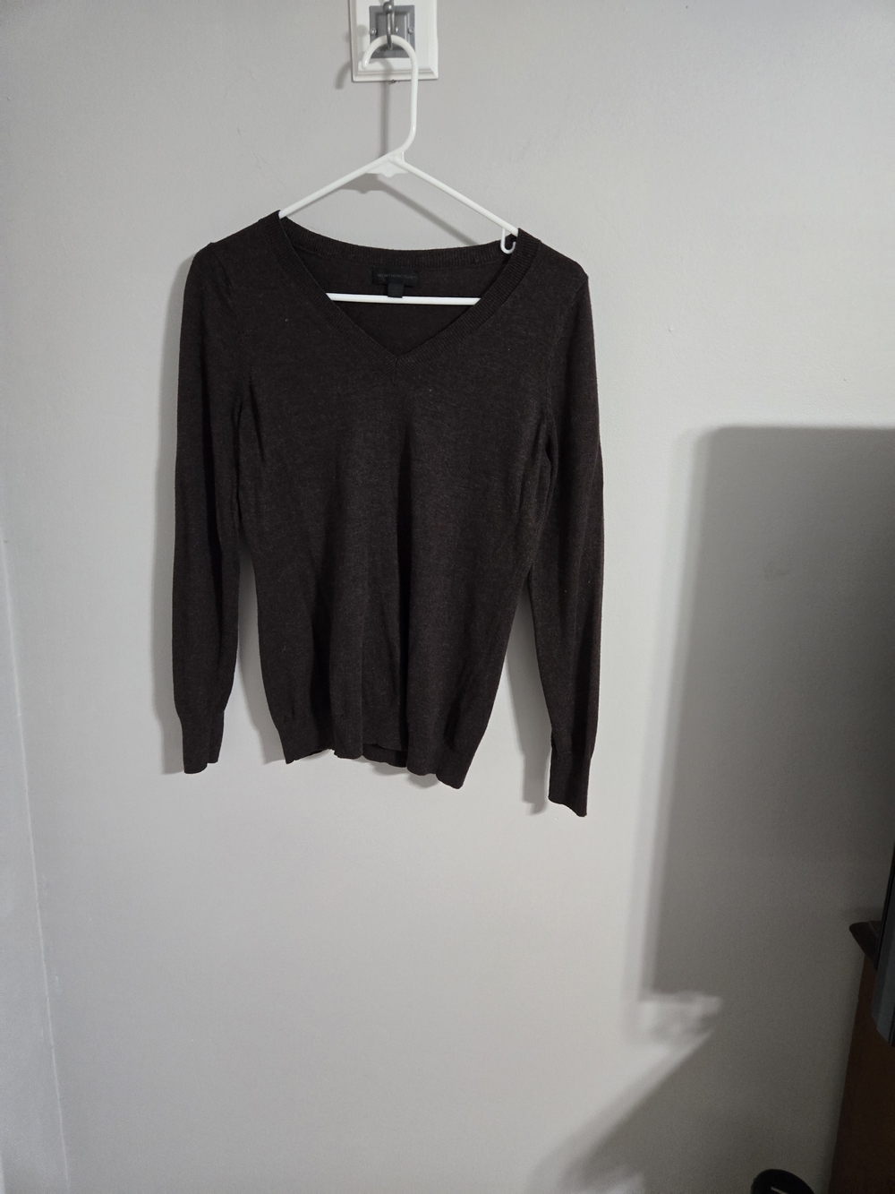 Worthington V-Neck Long Sleeve Sweater - Dark Brown